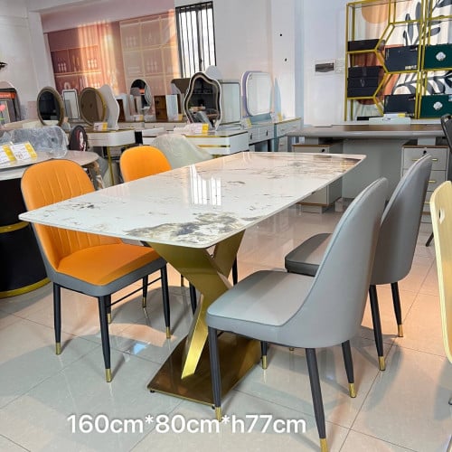 តុបាយផ្ទៃថ្មម៉ាបជើងខ្វែងពណ៌មាសរលោងម៉ូតប្រណិតស្អាតថ្លៃថ្នូរ