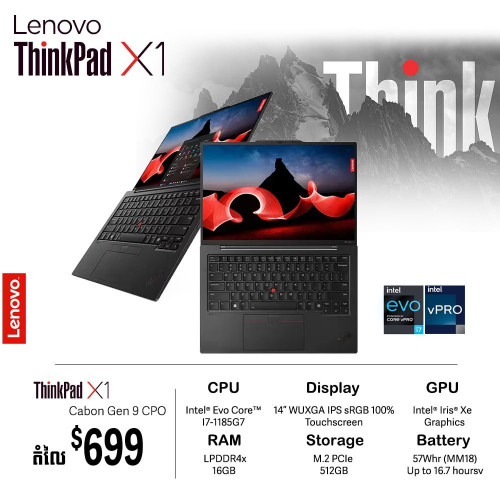 ThinkPad X1 Carbon Gen 9 $699 ( 1 Year Warranty )