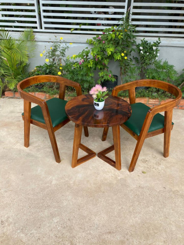 Coffee Table set with Beautiful Dinning chairs make by chan kiri wood khmer wood