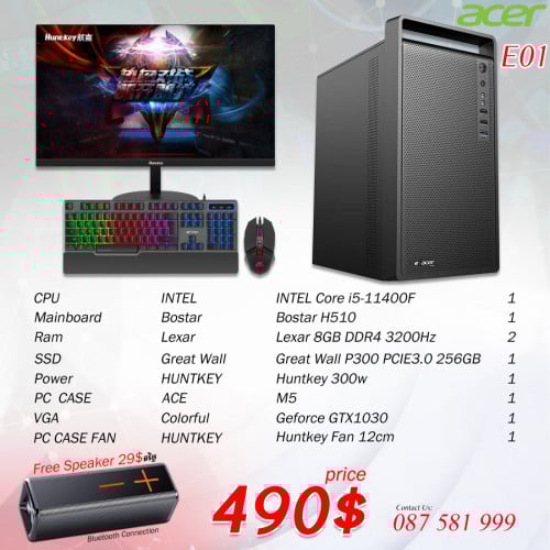 New Core i5-11400F 16+256GB M.2 SSD GT1030