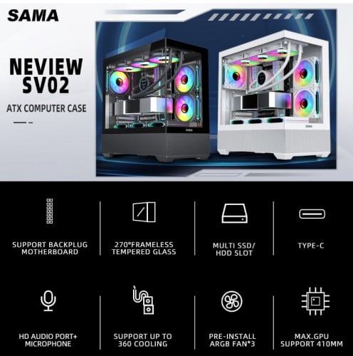 SAMA SV-02 Gaming Case Black White