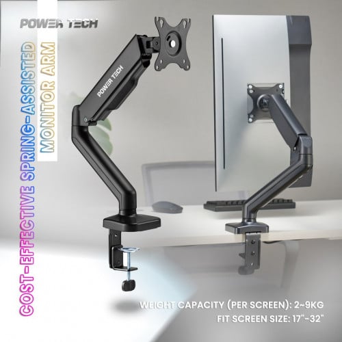 POWER TECH MA012E Single Monitor Arm ជើងម៉ូនីទ័រ ចាប់ជាប់តុ