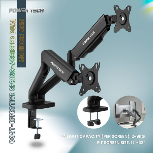 POWER TECH MA024E Dual Monitor Arm  ជើងម៉ូនីទ័រ ចាប់ជាប់តុ