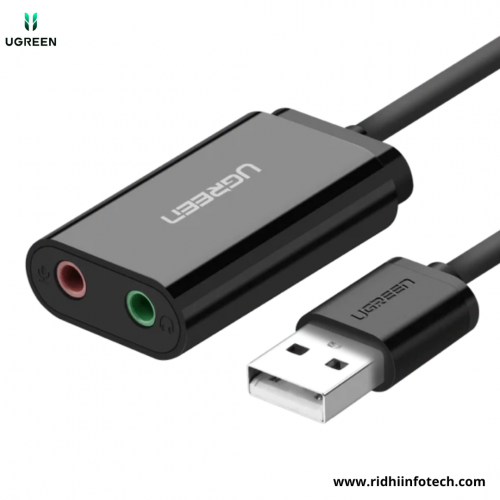 UGREEN USB Sound Card USB 2.0 to 3.5mm Jack Audio Adapter Dual Aux Stereo