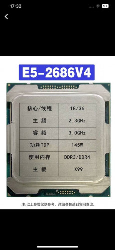 Cpu Xeon E5 2686V4 18Core 36Thread + Mainboard + Ram64g + Fan cpu