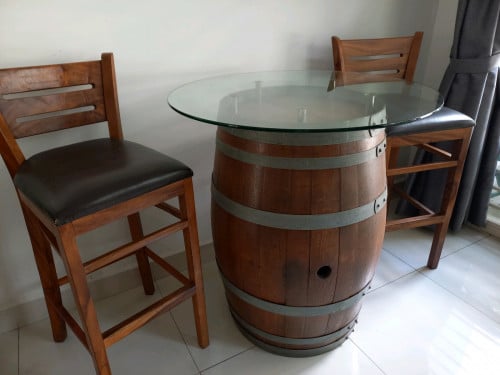 Wine barrel table and chairs