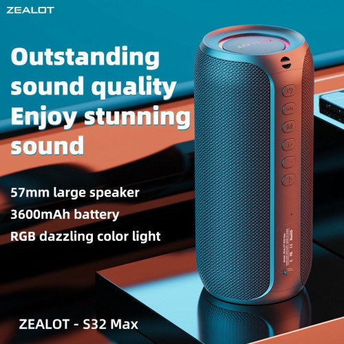  បាសប្លូធូ-​Portable Bluetooth Speaker-  ZEALOT S32MAX Portable Bluetooth Speaker 20W