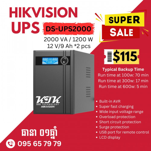 HIKVISION UPS 2000 VA / 1200 W