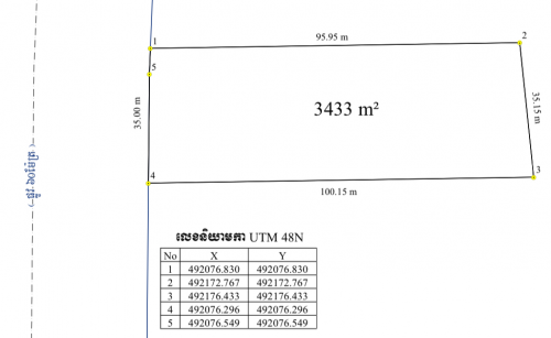 ជាប់ផ្លូវ ៦០ម 3000m2 និង 2000m2