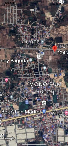 ដីលក់ ទំហំ 10mx20m នៅជិតវត្តបែកចាន ហៅវត្តភូមិថ្មី (ព្រះអង្គម្ចាស់ថ្លៃ)