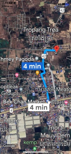 ដីលក់ ទំហំ 10mx20m នៅជិតវត្តបែកចាន ហៅវត្តភូមិថ្មី (ព្រះអង្គម្ចាស់ថ្លៃ)