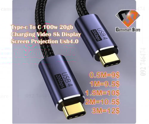 Charging Cable Type-c To C 100w 20gb Charging Video 8k Display Screen Projection Usb4.0
