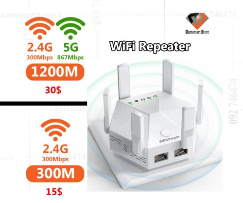 2024 Wifi Repeater Wireless Extender Signal Booster 2.4G/5G Dual-band Long Range Network Amplifier