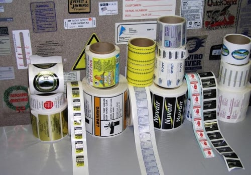 Sticker labels: Roll decals, Sheet decals, Care labels