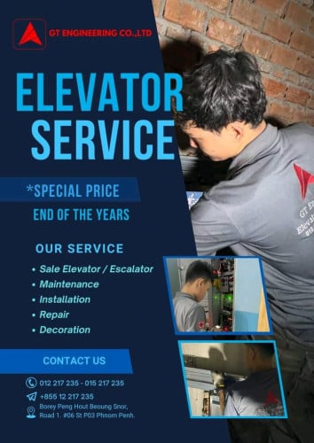 Installation/ maintenance/sale / repair elevator, ជណ្តើរយន្តគ្រប់ប្រភេទ