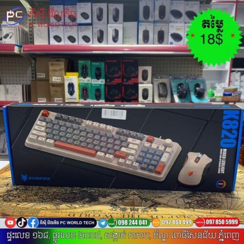 Set Keyboard Gaming K820 Mixed LED Light
