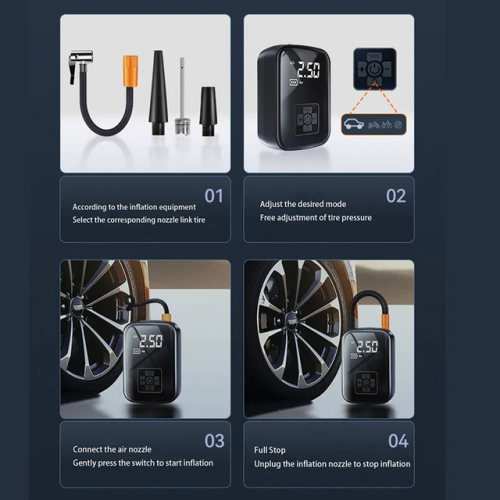 Air pump battery builtin - ម៉ាស៊ីនសប់កង់​​រថយន្ត សាកថ្ម អាចកំណត់សំពាធកង់បាន