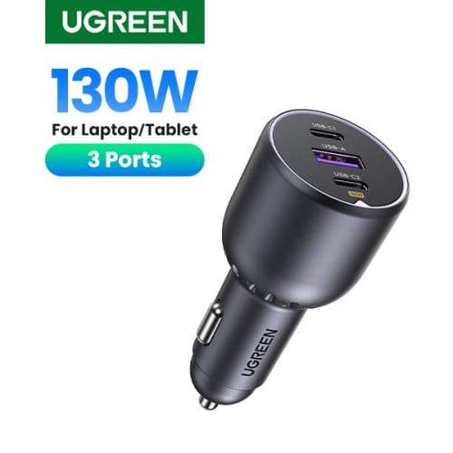 UGREEN 130W 2xUSB-C PD+USB-A  130W Fast Car Charger 35025