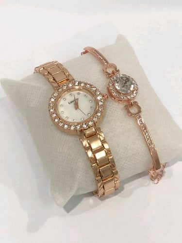 នាឡិកាដៃនារីបែប fashion បែបសុីវីល័យដោយរួមជាមួយខ្សែដៃជាឈុត