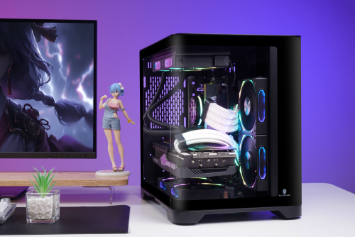 WJCOOLMAN K-Canopy Mini Curved Gaming Case Black White