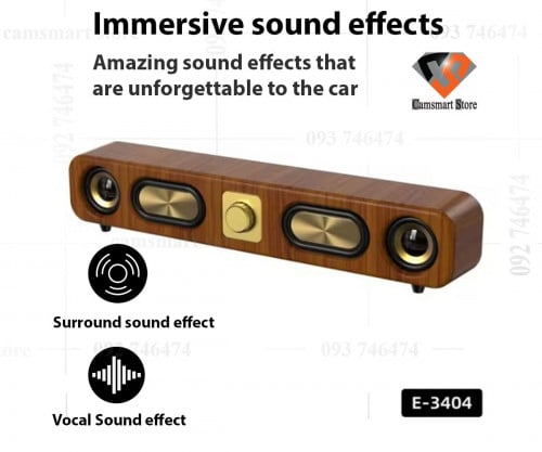 E3404 Portable Wireless Subwoofer Bluetooth Speaker sound effects FM Wooden Speaker High Quality