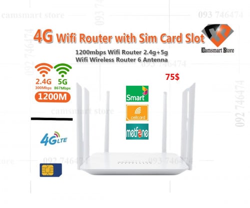 1200Mbps Wireless WiFi Router SIM Card Slot Rj45 Router LTE 2.4G/5GHz Dual Band 4G Wireless Router