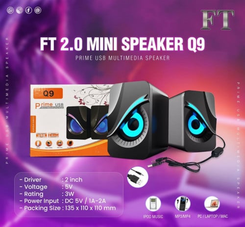 FT 2.0 Mini Speaker Q9 Prime USB Multimedia Speaker