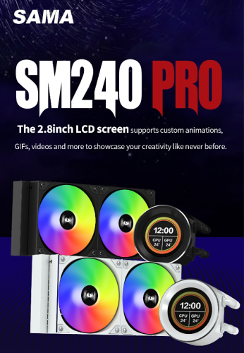SAMA SM240 Liquid Cooler LCD Screen Black White