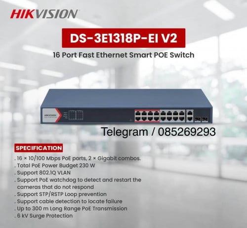 DS-3E1318P-EI / 16 Port Fast Ethernet Smart POE Switch
