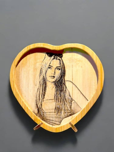 Costume Heart Shape / Wooden Engraving / Perfect Gifts /By Laser Art/ឈើឆ្លាក់រូប