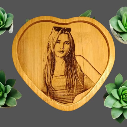 Costume Heart Shape / Wooden Engraving / Perfect Gifts /By Laser Art/ឈើឆ្លាក់រូប