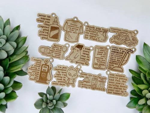 Custom Shape Key Chain 100+ Design Engrave Any Language/ឈើកាត់រូបភាព