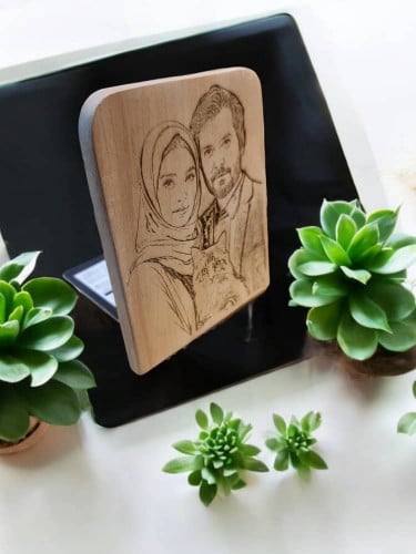 Custom Wood Frame with Metal Stand(engrave photo included)