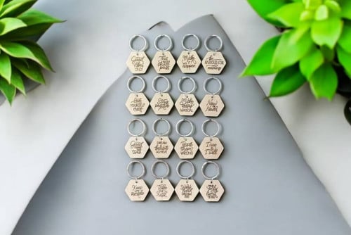 Hexagon Shape Cutting Keychain With Custom Logo/Name/Wordings/Photo