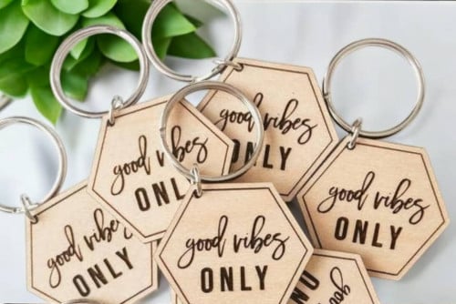 Hexagon Shape Cutting Keychain With Custom Logo/Name/Wordings/Photo