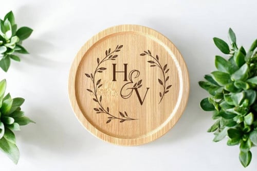 Laser Engraving/Personalize Wooden Coaster For Wedding/Anniversary Gift (letter initials only)