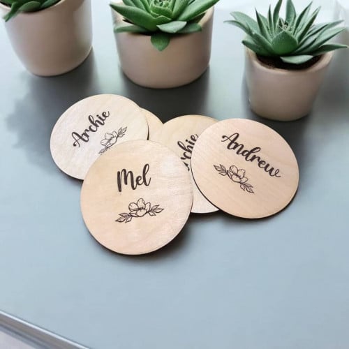 Custom Wood Cut Personalized Coaster With Name & Logo