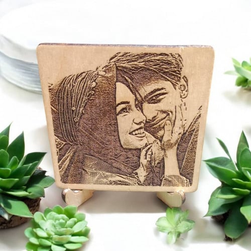Custom Birch Wood Cut with Engrave Photo