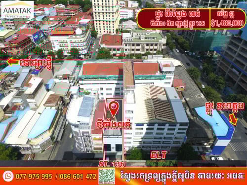 ផ្ទះពីរល្វែង លក់ នៅជិតផ្សារធំថ្មី