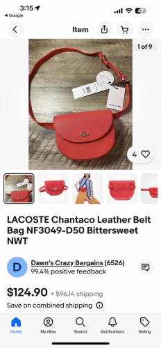 LACOSTE Chantaco Leather Belt Bag NF3049-D50 Bittersweet NWT