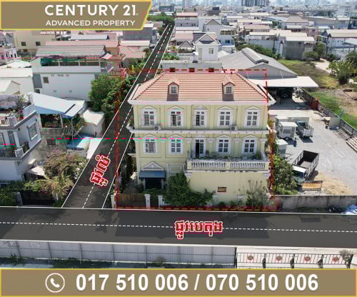 🏘ផ្ទះវីឡា កែង (Villa) សម្រាប់ជួល នៅជិតផ្សារឈូកមាស