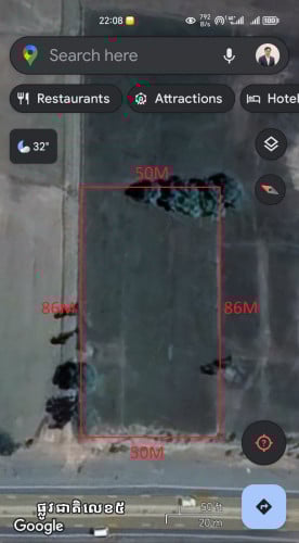 ដីលក់ជាប់ផ្លូវជាតិលេខ៥ (ផ្លូវ៦០ម៉ែត្រ) ម្តុំគីឡូម៉ែត្រលេខ៦៩