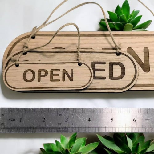 Wood Cut Door Sign for Restaurant/Shop Double Sided Open/Close