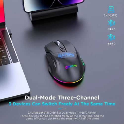 Mouse Wireless W10 មិនប្រើខ្សែ(Bluetooth+2.4GH) តម្លៃត្រឹមតែ 💲19