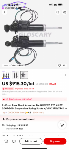 Rear shock absorber for X6 and X5 BMW