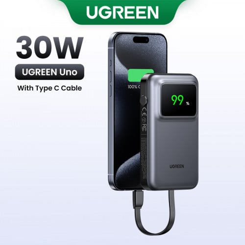 UGREEN Uno Power Bank 10000mAh 30W with Built-in Cable 35603B