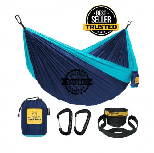 Wise Owl Outfitters Hammock - Lightweight Parachute Nylon - Up to 226.8kg, double size