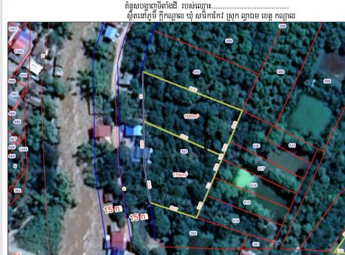 សង្កាត់សារីកាកែវ ក្រុងអរិយ្យក្សត្យ ដីចំការ1689m2 ជាប់ផ្លូវព្រែកដូនកឹម ផ្លូវ30m