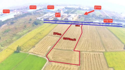 ដីលក់បន្ទាន់ 7NG ក្បែលបុរី និងរោងចក្រទំហំ 35m x 170m (ប្លង់រឹង 6279m/2)