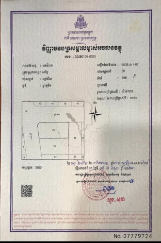 ដីលក់បន្ទាន់ 12m x  25m